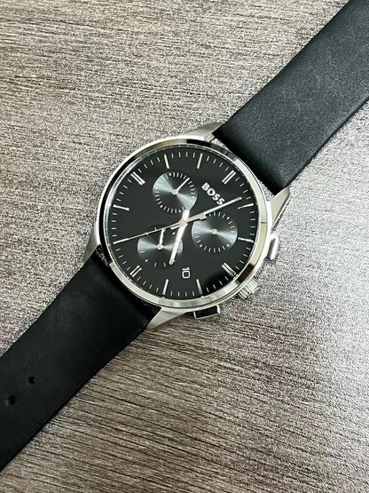 BOSS Silver Black Chronograph Watch - Hình 4