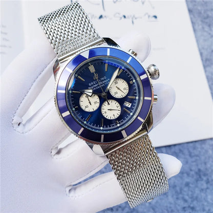 Breitling Blue Dial Steel Mesh - Hình 9