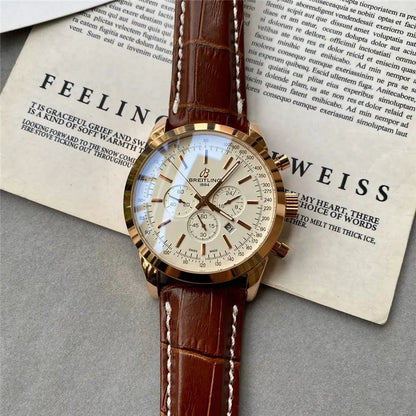 Breitling Gold Brown Leather