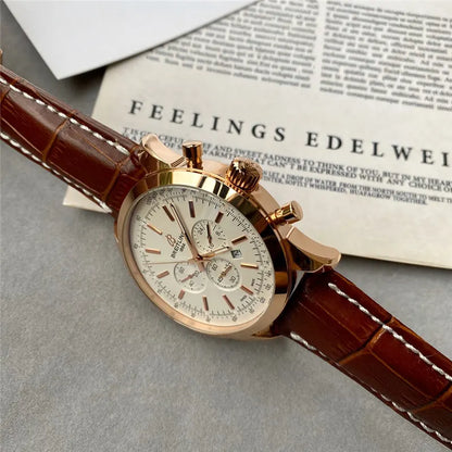 Breitling Gold Brown Leather - Hình 6