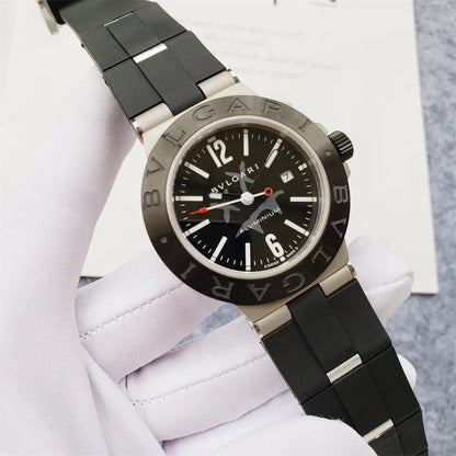 Bvlgari Aluminium Black Dial Rubber Strap - Hình 3