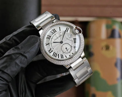 Cartier Ballon Bleu Diamond Steel - Hình 4