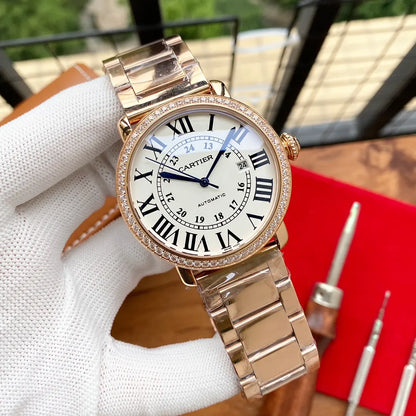 Cartier Rose Gold Diamond Watch - Hình 5