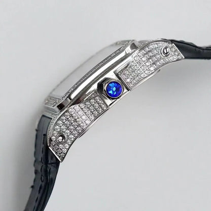 Cartier Diamond Bezel Leather Watch - Hình 6