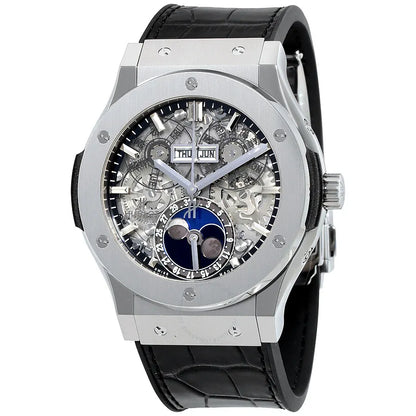 classic Hublot Skeleton Black Leather
