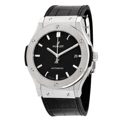 Hublot Classic Fusion Titanium Black Leather Watch