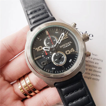 Diesel Black Leather Chronograph