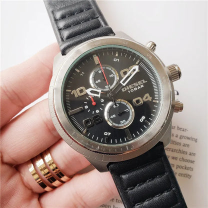 Diesel Black Leather Chronograph - Hình 7