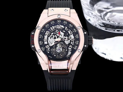 Hublot Rose Gold Skeleton black rubber - Hình 2