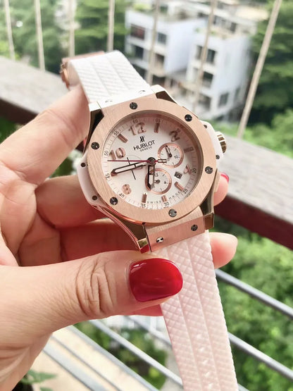 Hublot Rose Gold White Rubber - Hình 4