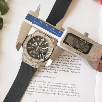 Hublot Black Dial Diamond Bezel rubber - Hình 2