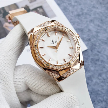 Hublot White Dial Diamond Bezel - Hình 4