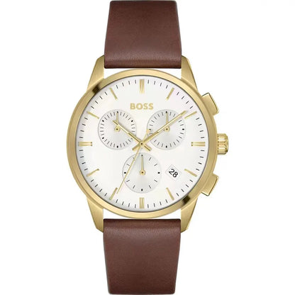 BOSS Gold Chronograph Leather