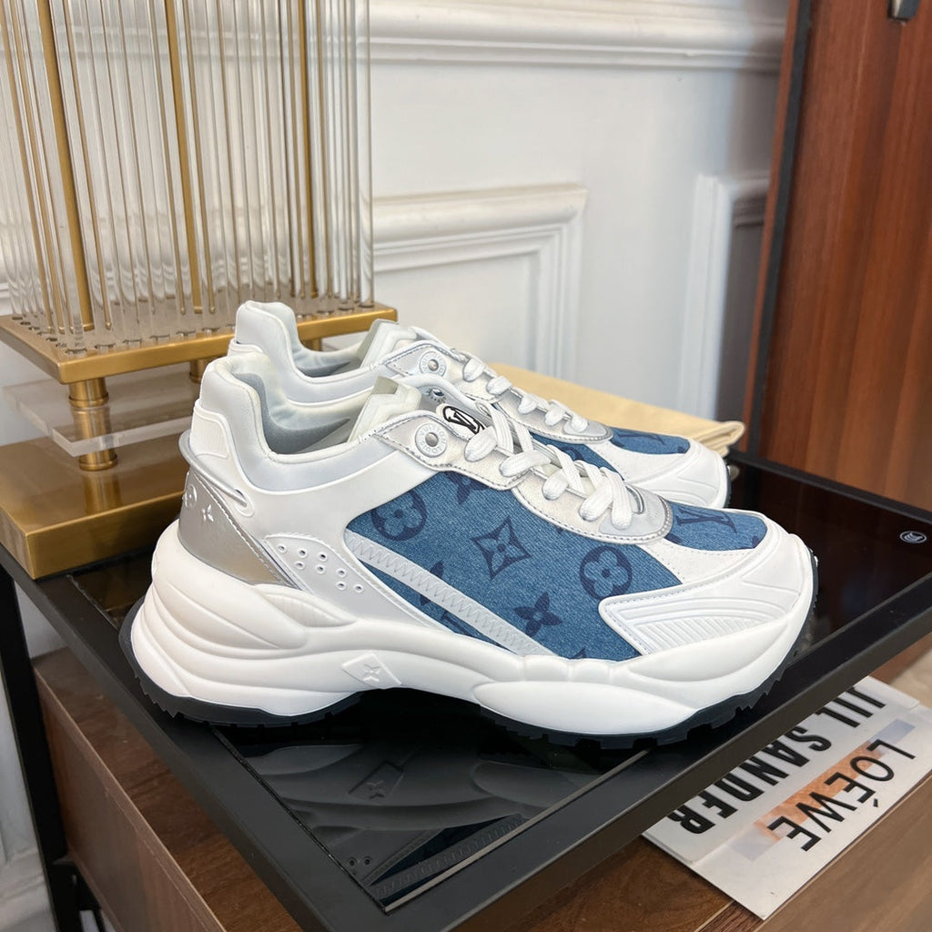LOUIS VUITTON LV RUN 55 SNEAKER BLUE GRAY