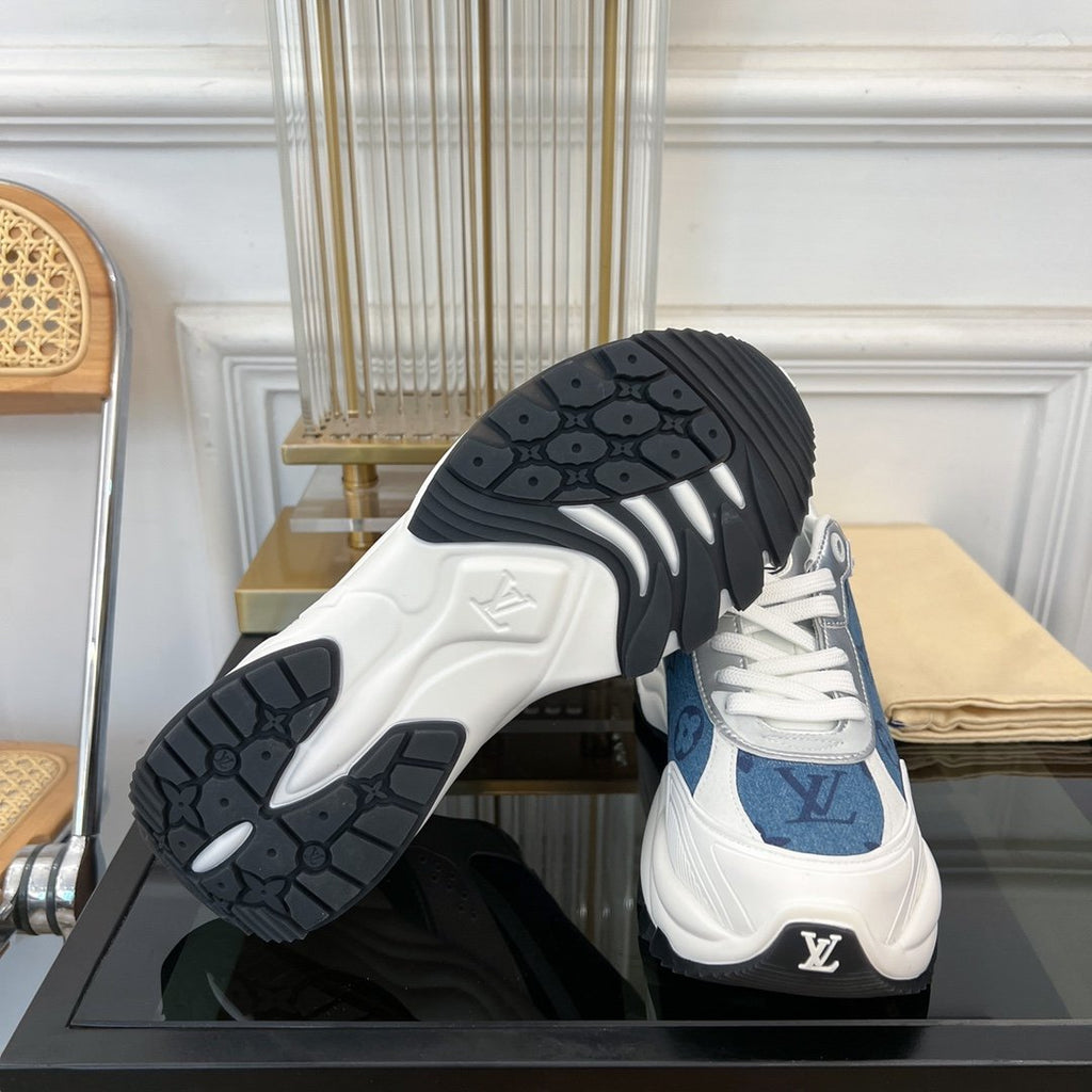 LOUIS VUITTON LV RUN 55 SNEAKER BLUE GRAY