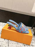 LOUIS VUITTON LV CHERRY HIGH HEELS 25S 55 MM IN BLUE DENIM STYLE 6