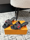 LOUIS VUITTON LV CHERRY HIGH HEELS 25S IN BLACK RAFFIA WITH BOW STYLE 14