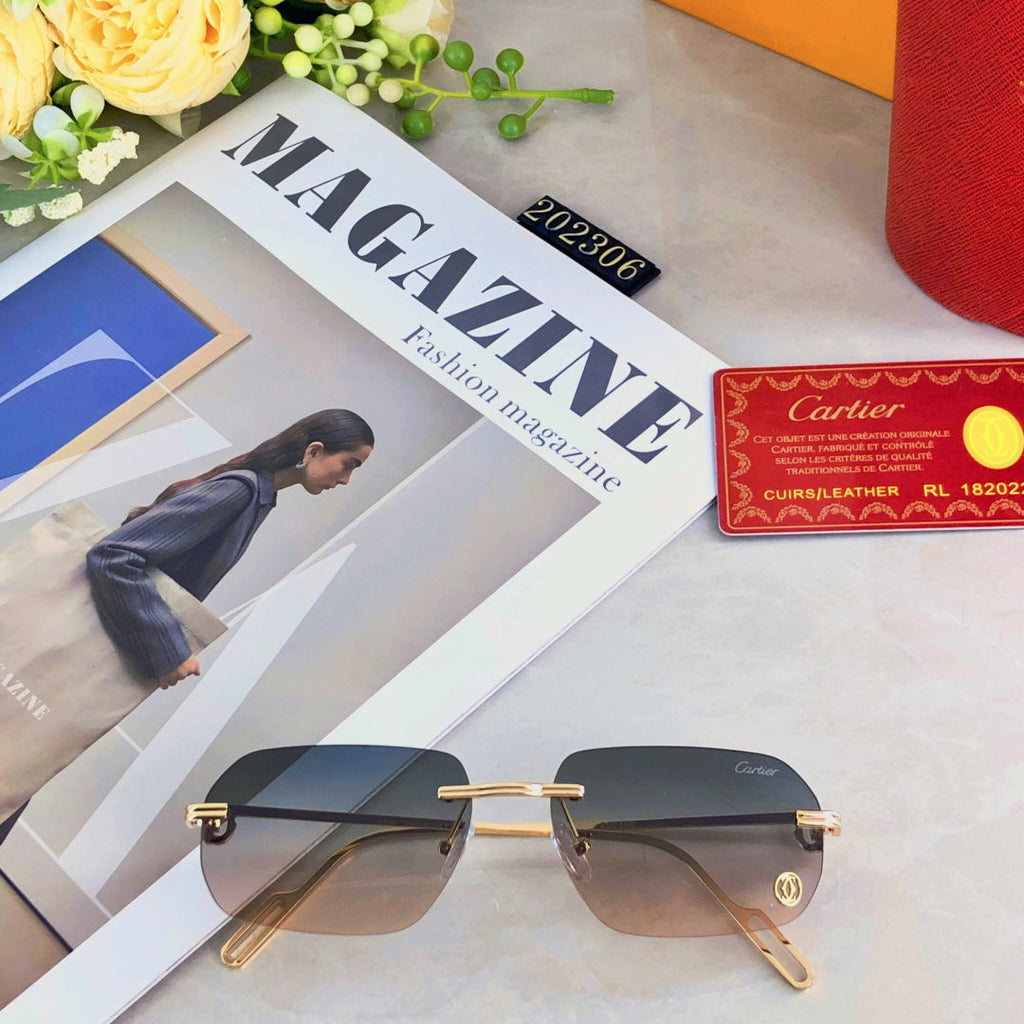 CARTIER RECTANGULAR SUNGLASSES 578002 IN METAL