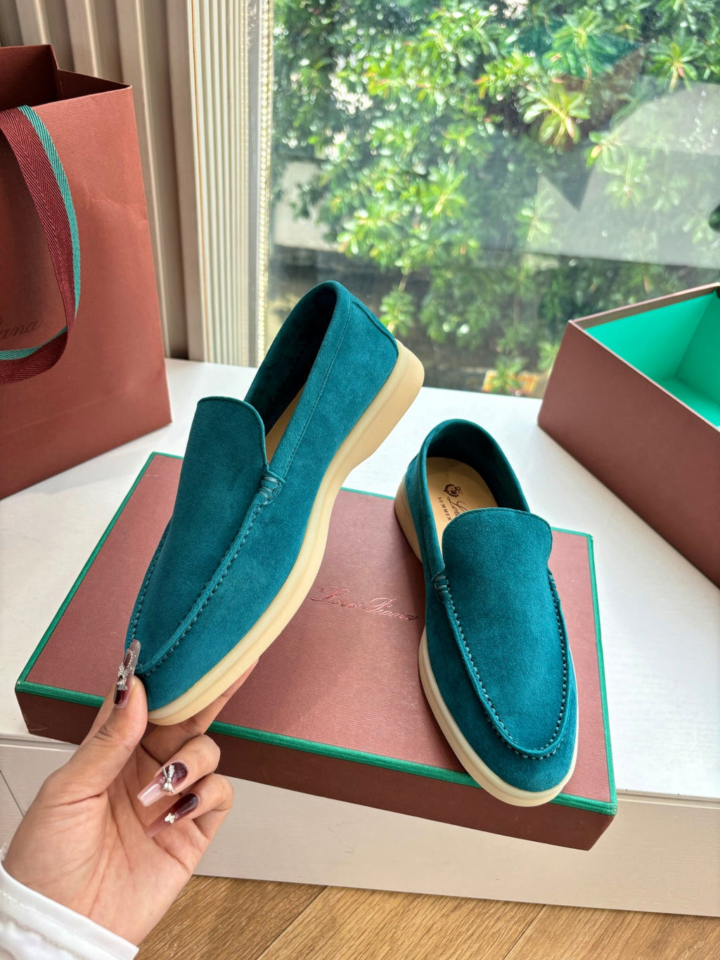 LP LOAFERS 25S IN OCEAN BLUE CASHMERE