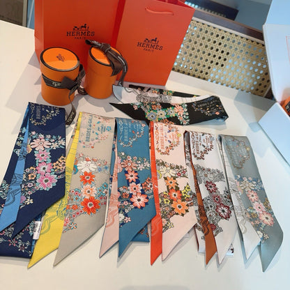 HERMES HERMES 25S SILK NECKERCHIEF 86 IN SILK 714377