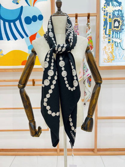 CHANEL 25S SCARF 140 IN CASHMERE 991649