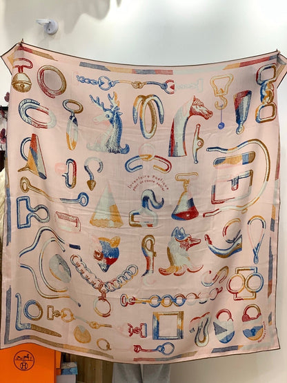HERMES HERMES 25S SCARF 137 IN SILK CASERE 991691