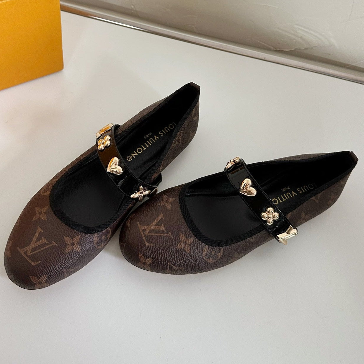 LOUIS VUITTON ROMY FLAT BALLERINA IN CHOCOLATE BROWN MONOGRAM CALFSKIN