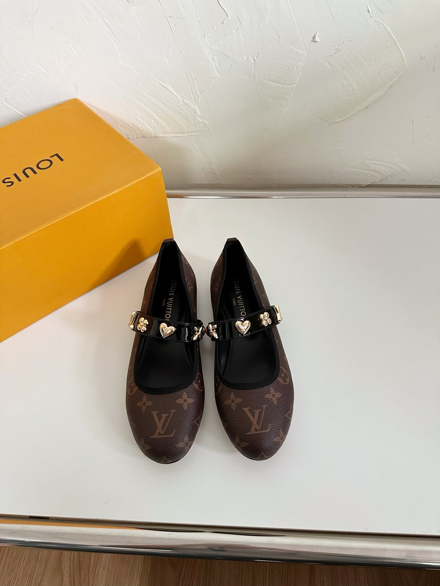 LOUIS VUITTON ROMY FLAT BALLERINA IN CHOCOLATE BROWN MONOGRAM CALFSKIN