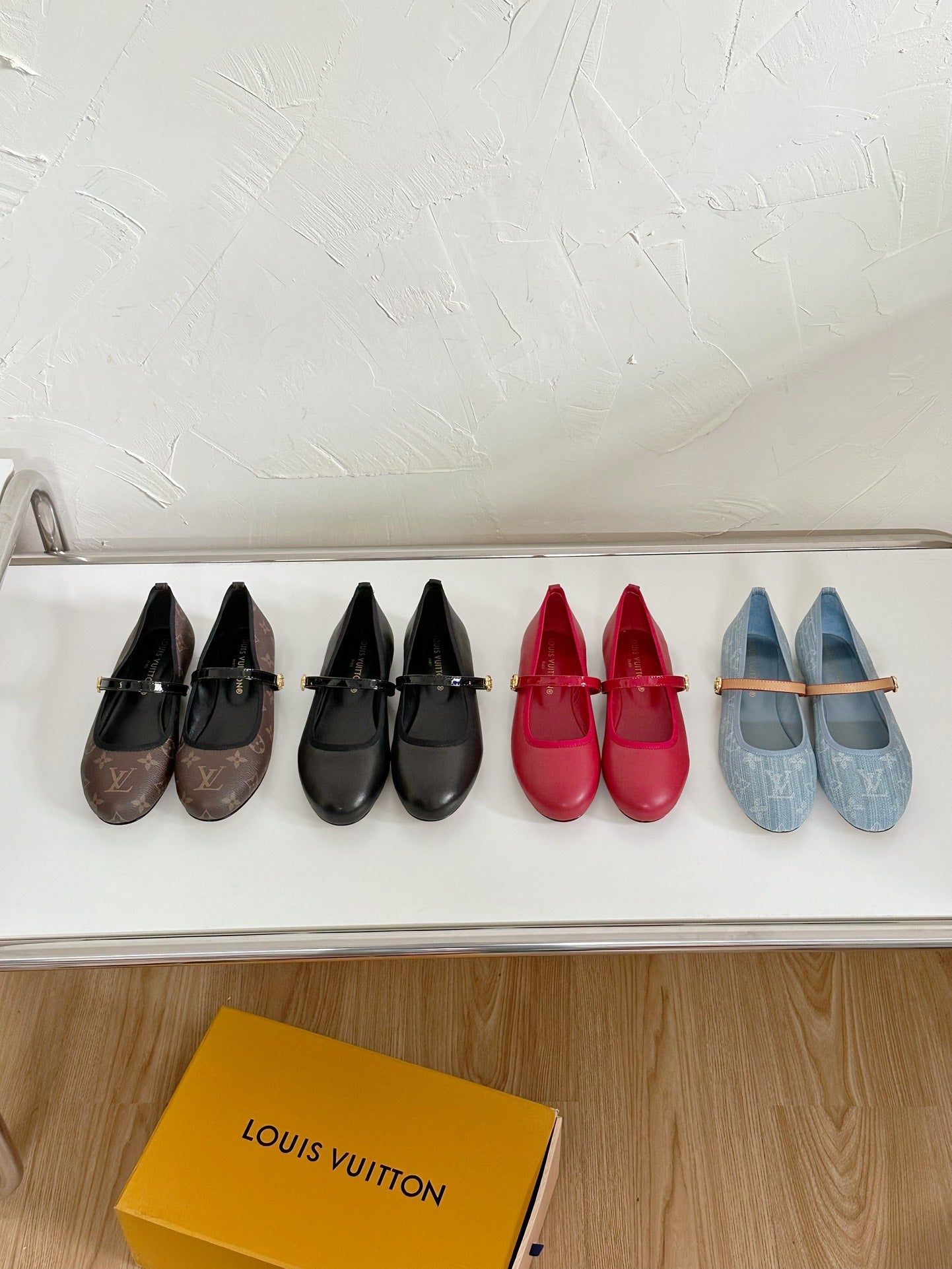 LOUIS VUITTON ROMY FLAT BALLERINA IN RUBY RED CALFSKIN