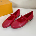 LOUIS VUITTON ROMY FLAT BALLERINA IN RUBY RED CALFSKIN