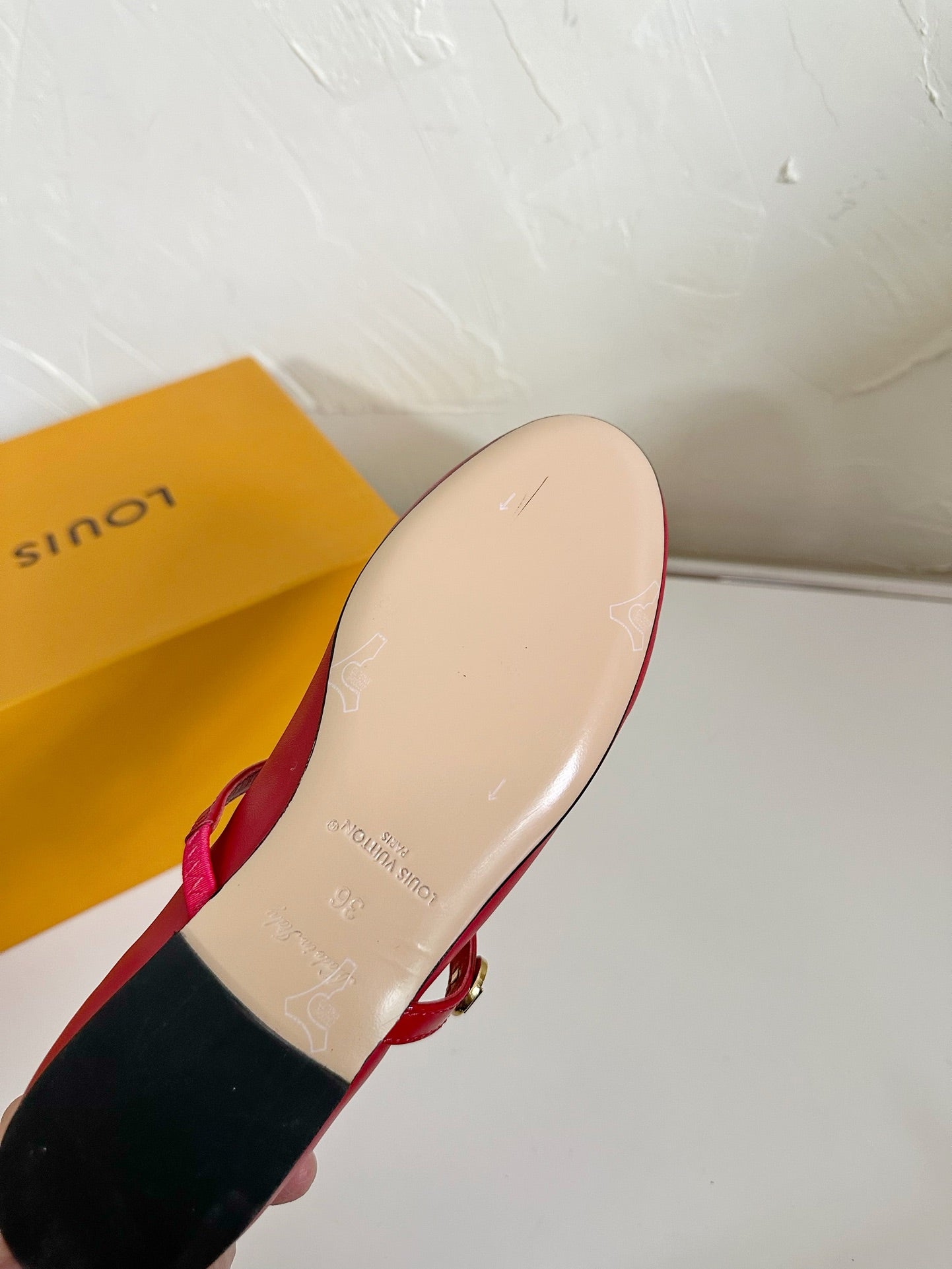 LOUIS VUITTON ROMY FLAT BALLERINA IN RUBY RED CALFSKIN