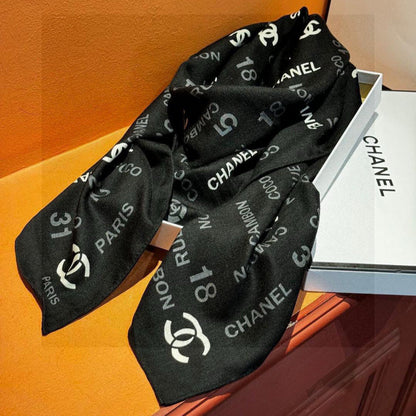 CHANEL 25S SCARF 140 IN CASHMERE SILK 733897