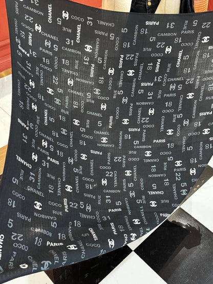 CHANEL 25S SCARF 140 IN CASHMERE SILK 733897