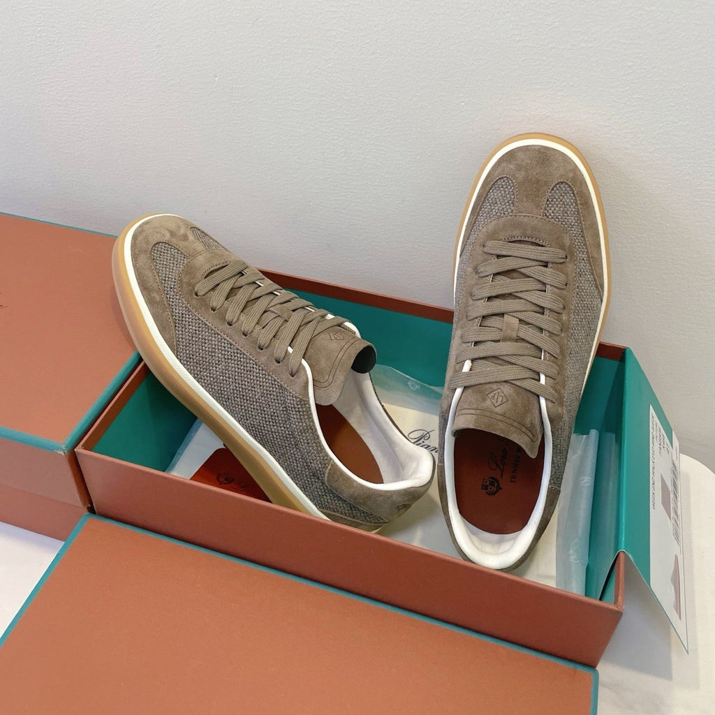 SNEAKERS IN MOSS SUEDE WITH CANVAS