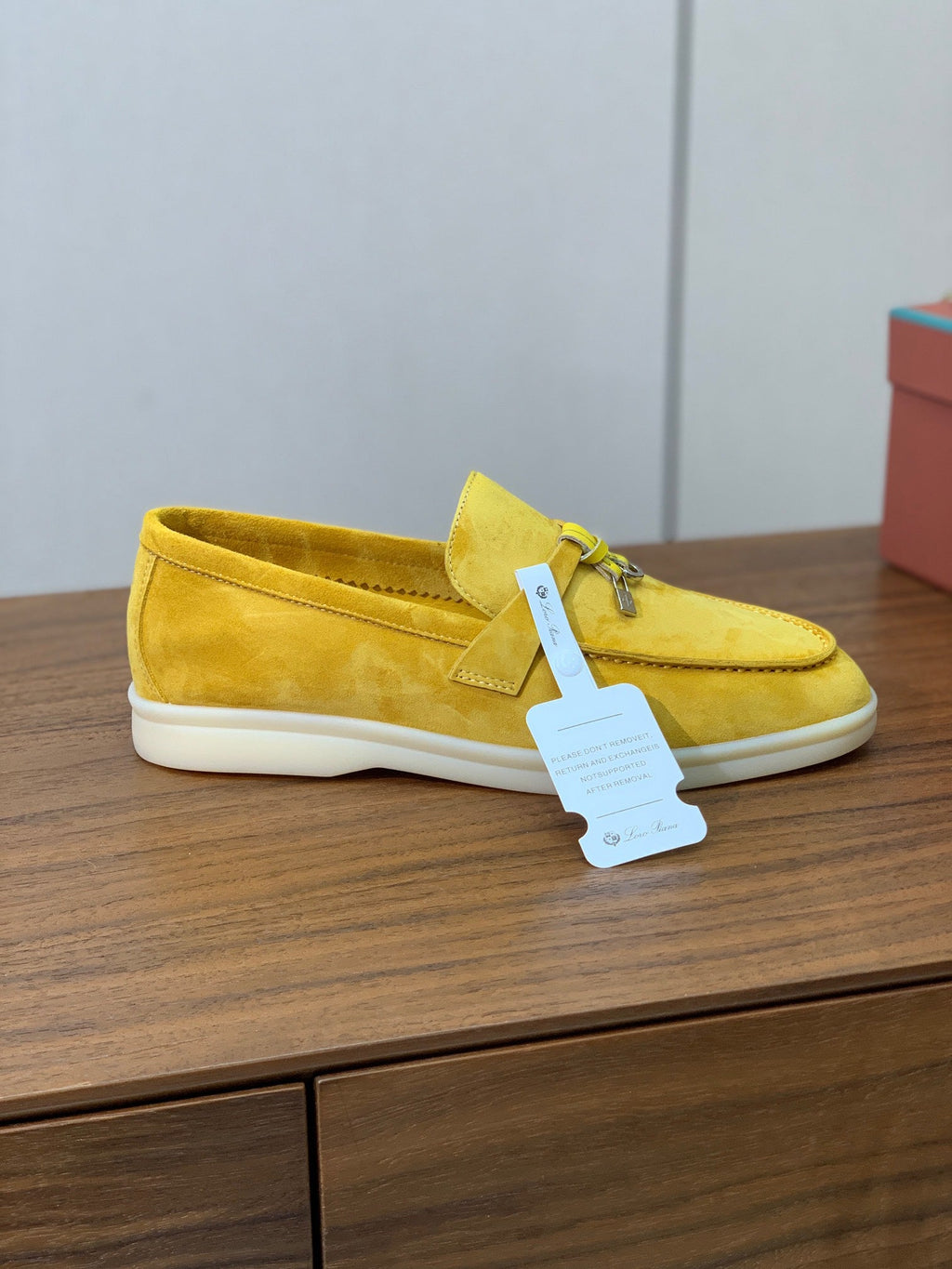 LP LOAFERS 25S IN YELLOW CASHMERE WITH SILVER HARDWARE