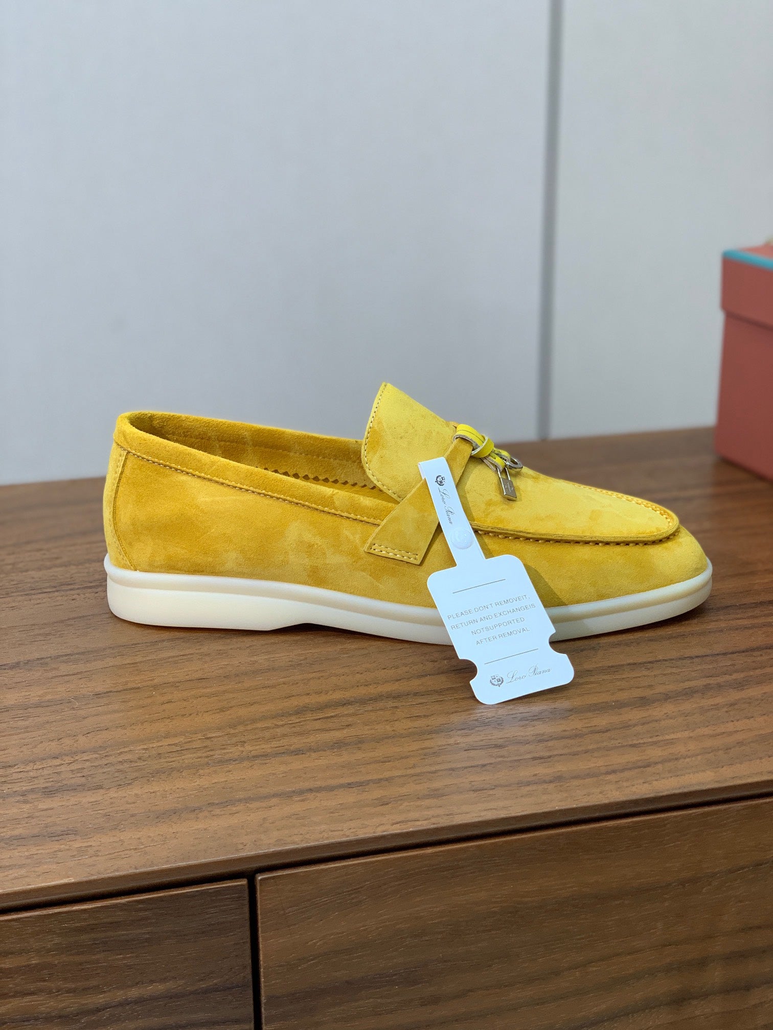 LP LOAFERS 25S IN YELLOW CASHMERE WITH SILVER HARDWARE