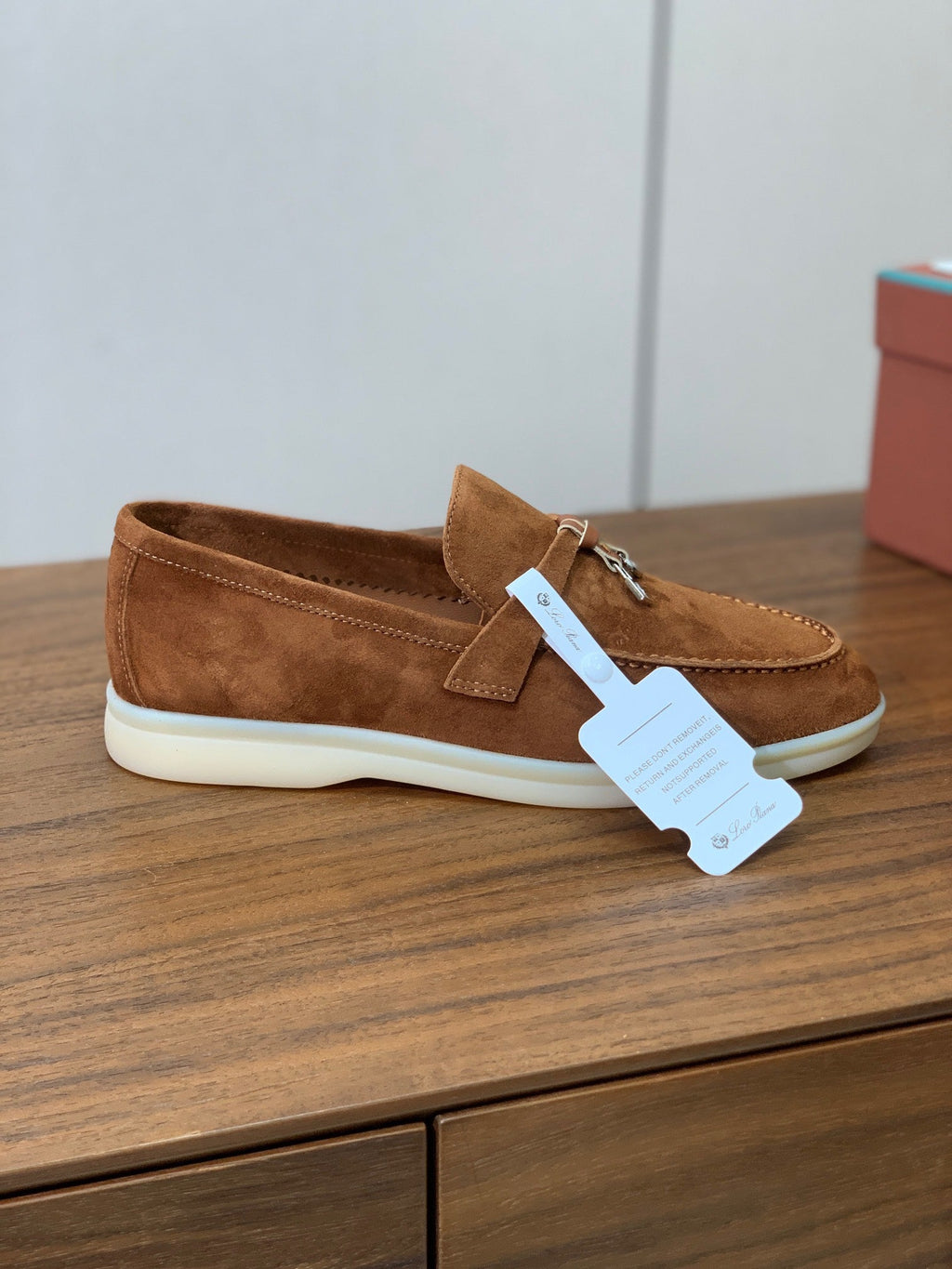 LP LOAFERS 25S IN BROWN CASHMERE WITH SILVER HARDWARE