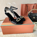 HIGH HEELS SANDALS 80 MM IN BLACK SATIN MIX SUEDE