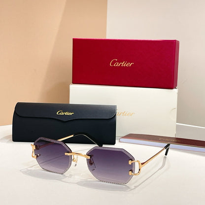 CARTIER RIMLESS GEOMETRIC FRAME SUNGLASSES CT0092O IN METAL