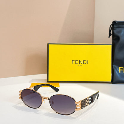 FENDI FIRST CRYSTAL OVAL FRAME SUNGLASSES 7028 IN METAL