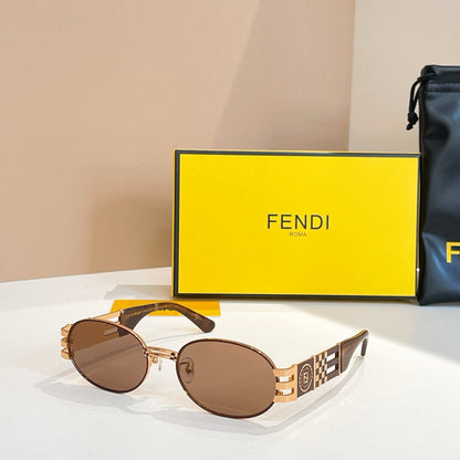 FENDI FIRST CRYSTAL OVAL FRAME SUNGLASSES 7028 IN METAL