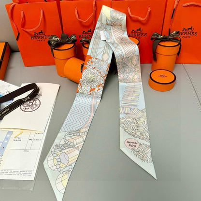HERMES HERMES 25S SILK NECKERCHIEF 86 IN SILK 714349