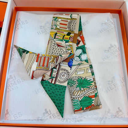 HERMES HERMES 25S NECKERCHIEF 86 IN SILK 989358