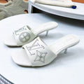 LOUIS VUITTON HIGH MULE IN WHITE LAMBSKIN WITH RHINSTONES 55 MM