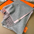HERMES DOUBLE-FACE SCARF 200 CM IN LIGHT PINK AND GREY CASERE
