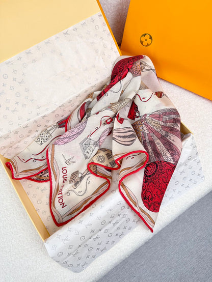 LOUIS VUITTON UP AND AWAY 70 CM SQUARE SILK SCARF COLORFUL 399801