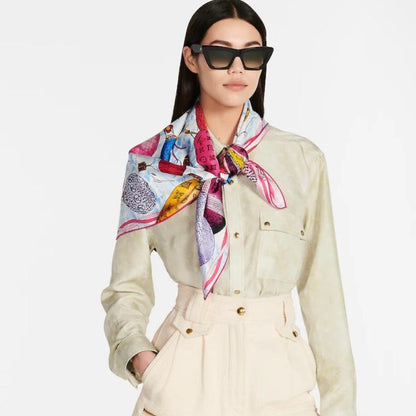 LOUIS VUITTON UP AND AWAY 70 CM SQUARE SILK SCARF COLORFUL 399801