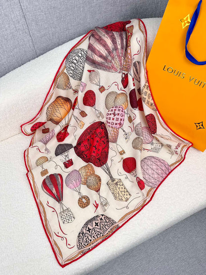 LOUIS VUITTON UP AND AWAY 70 CM SQUARE SILK SCARF COLORFUL 399801