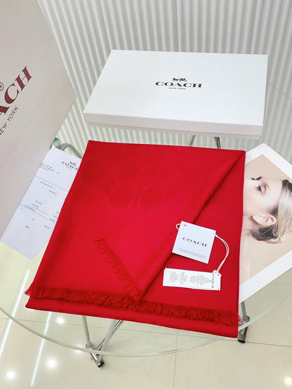 COACH SCARF 180 CM IN CHERRY RED CASHMERE 332875