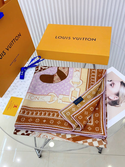 LOUIS VUITTON FELINE DUO 140 CM SQUARE SILK SCARF COLORFUL 398281